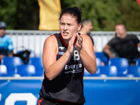 Marta Marcinkowska participates in the LOTTO 3x3 League basketball game in Sosnowiec, Poland, on September 6, 2024. The Lotto 3x3 Liga tourn...