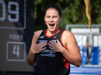 Marta Marcinkowska participates in the LOTTO 3x3 League basketball game in Sosnowiec, Poland, on September 6, 2024. The Lotto 3x3 Liga tourn...