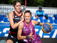 Marta Wieczynska participates in the LOTTO 3x3 League basketball game in Sosnowiec, Poland, on September 6, 2024. The Lotto 3x3 Liga tournam...