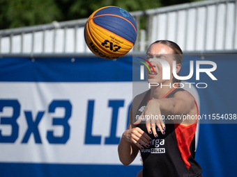 Zuzanna Urban participates in the LOTTO 3x3 League basketball game in Sosnowiec, Poland, on September 6, 2024. The Lotto 3x3 Liga tournament...