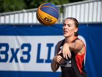 Zuzanna Urban participates in the LOTTO 3x3 League basketball game in Sosnowiec, Poland, on September 6, 2024. The Lotto 3x3 Liga tournament...