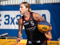 Jowita Ossowska participates in the LOTTO 3x3 League basketball game in Sosnowiec, Poland, on September 6, 2024. The Lotto 3x3 Liga tourname...