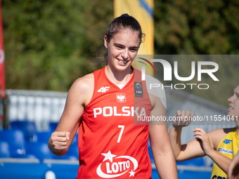 Aleksandra Pszczolarska participates in the LOTTO 3x3 League basketball game in Sosnowiec, Poland, on September 6, 2024. The Lotto 3x3 Liga...