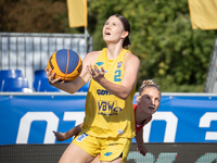 Michalina Fierka participates in the LOTTO 3x3 League basketball game in Sosnowiec, Poland, on September 6, 2024. The Lotto 3x3 Liga tournam...