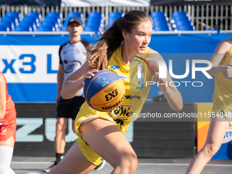 Alicja Zytkowska participates in the LOTTO 3x3 League basketball game in Sosnowiec, Poland, on September 6, 2024. The Lotto 3x3 Liga tournam...