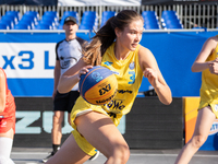 Alicja Zytkowska participates in the LOTTO 3x3 League basketball game in Sosnowiec, Poland, on September 6, 2024. The Lotto 3x3 Liga tournam...