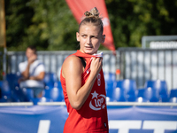 Marta Stawicka participates in the LOTTO 3x3 League basketball game in Sosnowiec, Poland, on September 6, 2024. Lotto 3x3 Liga tournament ma...