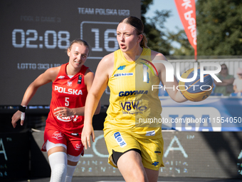 Julia Kobiella participates in the LOTTO 3x3 League basketball game in Sosnowiec, Poland, on September 6, 2024. Lotto 3x3 Liga tournament ma...