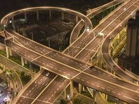 Vehicles run on a viaduct in the urban district of Huai'an City, China, on September 5, 2024. (