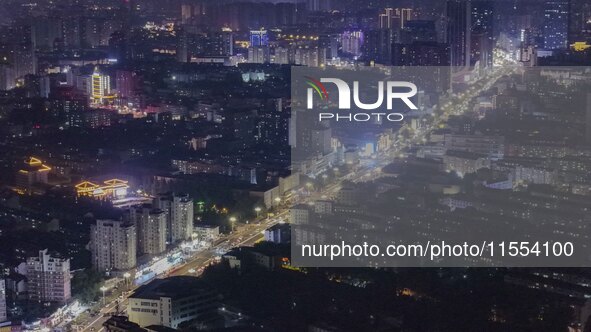 Vehicles run on a viaduct in the urban district of Huai'an City, China, on September 5, 2024. 