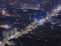 Vehicles run on a viaduct in the urban district of Huai'an City, China, on September 5, 2024. (