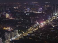 Vehicles run on a viaduct in the urban district of Huai'an City, China, on September 5, 2024. (