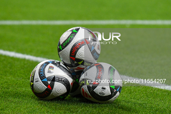 The official ball of the Nations League during the Belgium vs. Israel match on matchday 1 of the UEFA Nations League 2024-2025, in Debrecen,...