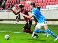 Julien Duranville and Idan Nachmias are in action during Belgium vs. Israel: matchday 1 of the UEFA Nations League 2024-2025, at Nagyerdei S...