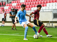 Julien Duranville and Idan Nachmias are in action during Belgium vs. Israel: matchday 1 of the UEFA Nations League 2024-2025, at Nagyerdei S...