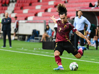 Arthur Theate in action during Belgium vs Israel: matchday 1 of UEFA Nations League 2024-2025, in Debrecen, Hungary, on September 6, 2024 (