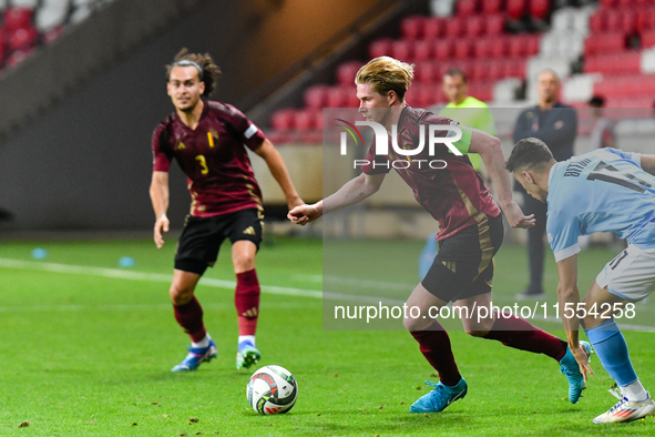 Kevin De Bruyne in action during Belgium vs Israel: matchday 1 of UEFA Nations League 2024-2025, in Debrecen, Hungary, on September 6, 2024,...