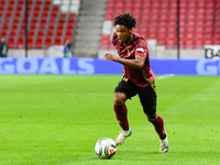 Julien Duranville is in action during Belgium vs. Israel: matchday 1 of the UEFA Nations League 2024-2025, in Debrecen, Hungary, on Septembe...