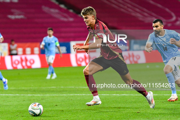 Charles De Ketelaere is in action during Belgium vs. Israel: matchday 1 of UEFA Nations League 2024-2025, at Nagyerdei Stadion in Debrecen,...