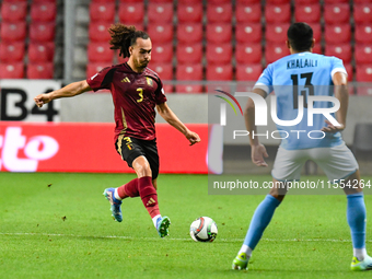 Arthur Theate in action during Belgium vs Israel: matchday 1 of UEFA Nations League 2024-2025, in Debrecen, Hungary, on September 6, 2024 (