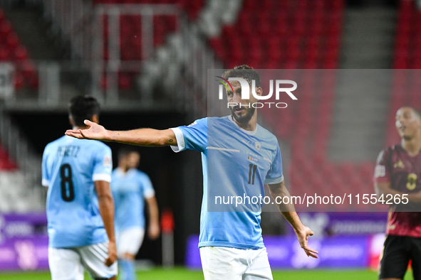 Sagiv Jehezkel is in action during Belgium vs Israel: matchday 1 of UEFA Nations League 2024-2025, in Debrecen, Hungary, on September 6, 202...