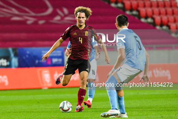 Wout Faes in action during Belgium vs Israel: matchday 1 of UEFA Nations League 2024-2025, in Debrecen, Hungary, on September 6, 2024, at Na...