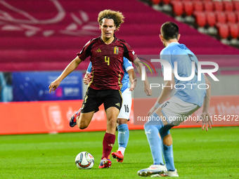 Wout Faes in action during Belgium vs Israel: matchday 1 of UEFA Nations League 2024-2025, in Debrecen, Hungary, on September 6, 2024, at Na...