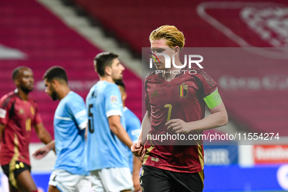 Kevin De Bruyne in action during Belgium vs Israel: matchday 1 of UEFA Nations League 2024-2025, in Debrecen, Hungary, on September 6, 2024,...