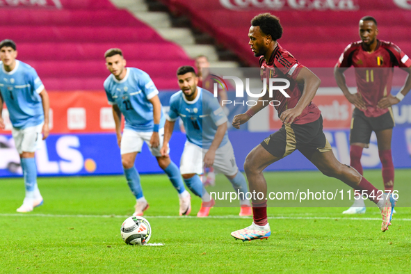 Lois Openda in action during Belgium vs Israel: matchday 1 of UEFA Nations League 2024-2025, in Debrecen, Hungary, on September 6, 2024, at...