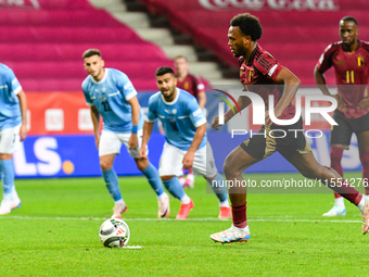 Lois Openda in action during Belgium vs Israel: matchday 1 of UEFA Nations League 2024-2025, in Debrecen, Hungary, on September 6, 2024, at...