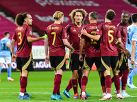 Players of Belgium celebrate during Belgium vs Israel: matchday 1 of UEFA Nations League 2024-2025, at Nagyerdei Stadion in Debrecen, Hungar...