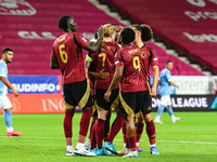 Players of Belgium celebrate during Belgium vs Israel: matchday 1 of UEFA Nations League 2024-2025, at Nagyerdei Stadion in Debrecen, Hungar...