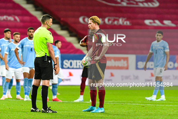 Kevin De Bruyne in action during Belgium vs Israel: matchday 1 of UEFA Nations League 2024-2025, in Debrecen, Hungary, on September 6, 2024,...