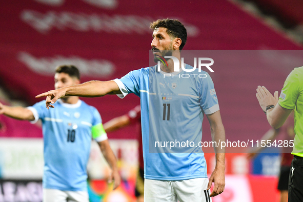 Sagiv Jehezkel is in action during Belgium vs Israel: matchday 1 of UEFA Nations League 2024-2025, in Debrecen, Hungary, on September 6, 202...