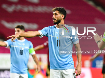 Sagiv Jehezkel is in action during Belgium vs Israel: matchday 1 of UEFA Nations League 2024-2025, in Debrecen, Hungary, on September 6, 202...