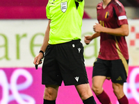 Michael Oliver officiates during Belgium vs Israel: matchday 1 of UEFA Nations League 2024-2025, at Nagyerdei Stadion in Debrecen, Hungary,...