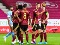 Players of Belgium celebrate during Belgium vs Israel: matchday 1 of UEFA Nations League 2024-2025, at Nagyerdei Stadion in Debrecen, Hungar...