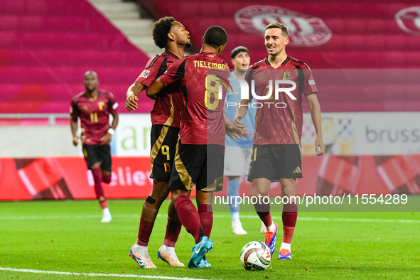 Players of Belgium celebrate during Belgium vs Israel: matchday 1 of UEFA Nations League 2024-2025, at Nagyerdei Stadion in Debrecen, Hungar...