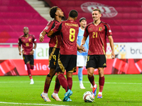 Players of Belgium celebrate during Belgium vs Israel: matchday 1 of UEFA Nations League 2024-2025, at Nagyerdei Stadion in Debrecen, Hungar...