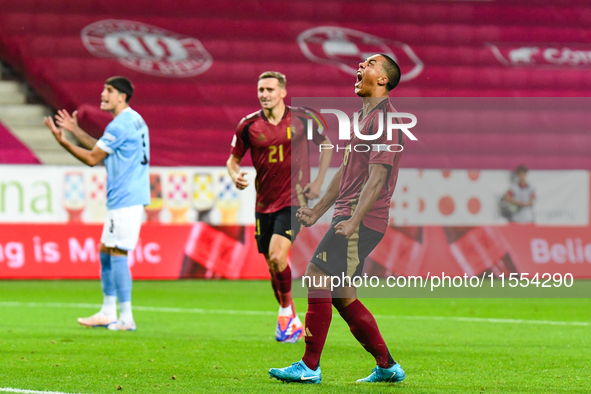 Youri Tielemans celebrates during Belgium vs Israel: matchday 1 of UEFA Nations League 2024-2025, in Debrecen, Hungary, on September 6, 2024...