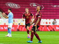 Youri Tielemans celebrates during Belgium vs Israel: matchday 1 of UEFA Nations League 2024-2025, in Debrecen, Hungary, on September 6, 2024...