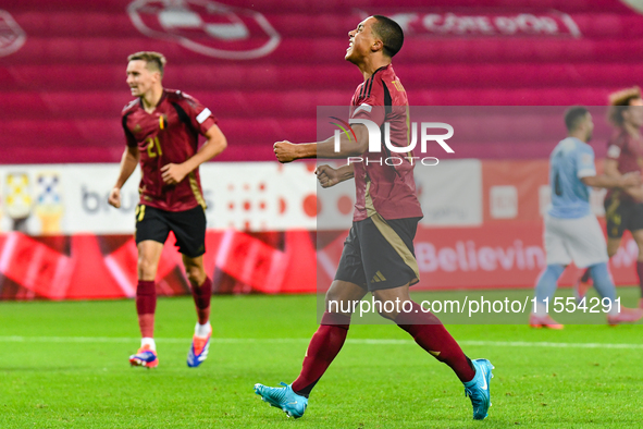 Youri Tielemans celebrates during Belgium vs Israel: matchday 1 of UEFA Nations League 2024-2025, in Debrecen, Hungary, on September 6, 2024...