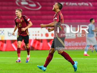 Youri Tielemans celebrates during Belgium vs Israel: matchday 1 of UEFA Nations League 2024-2025, in Debrecen, Hungary, on September 6, 2024...