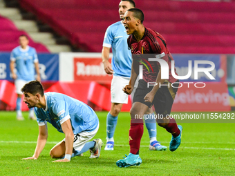 Youri Tielemans celebrates during Belgium vs Israel: matchday 1 of UEFA Nations League 2024-2025, in Debrecen, Hungary, on September 6, 2024...