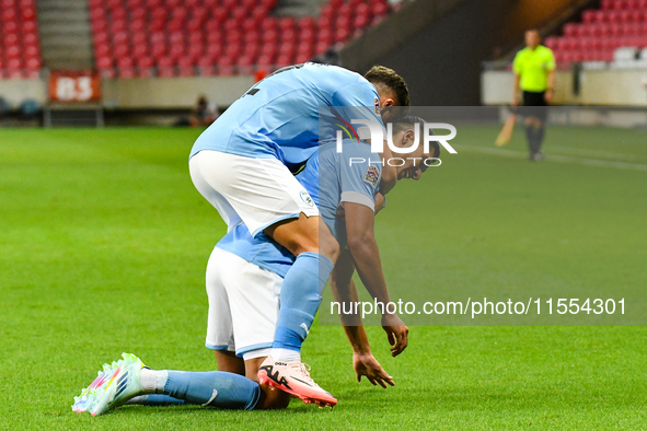 Anan Khalaili celebrates during the Belgium vs Israel match on matchday 1 of the UEFA Nations League 2024-2025 at Nagyerdei Stadion in Debre...