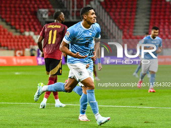 Anan Khalaili celebrates during the Belgium vs Israel match on matchday 1 of the UEFA Nations League 2024-2025 at Nagyerdei Stadion in Debre...