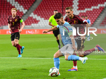 Manor Solomon and Timothy Castagne are in action during Belgium vs Israel: matchday 1 of UEFA Nations League 2024-2025, at Nagyerdei Stadion...