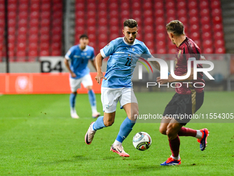 Denny Gropper is in action during Belgium vs Israel: matchday 1 of UEFA Nations League 2024-2025, in Debrecen, Hungary, on September 6, 2024...