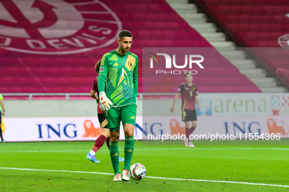 Koen Casteels is in action during Belgium vs Israel: matchday 1 of UEFA Nations League 2024-2025, in Debrecen, Hungary, on September 6, 2024...