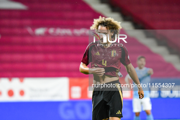 Wout Faes in action during Belgium vs Israel: matchday 1 of UEFA Nations League 2024-2025, in Debrecen, Hungary, on September 6, 2024, at Na...